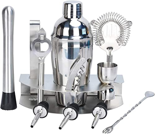 GeRRiT Shaker Cocktail Making Set Bar Tools, 12 Pcs Cocktail Shaker Set Bartender Kit, 750Ml Shaker, Muddler, Jigger, Sacacorchos, Colador, Vertedores, Abrebotellas