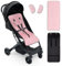 Interbaby Colchoneta Silla Paseo Universal para Verano | Transpirable y Cómoda | Funda Carro Bebe 100% Algodón, 84x34cm, Protectores para Arnés | Funda Silla Paseo Liso Rosa
