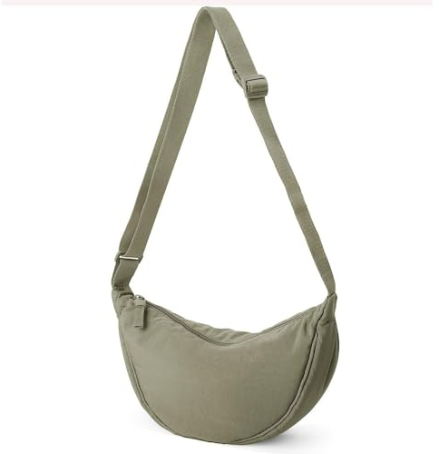 AiNinXun Borsa Mezzaluna Donna Uomo Marsupio Tracolla a Spalla in Tela Piccola Borsellino Travel Sling Crossbody Bag Nylon Hobo Per Viaggio Lavoro