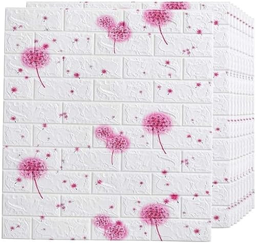 Carta Da Parati 3d, Pannelli Decorativi Per Pareti, 10 Pezzi 70x77cm, Carta Da Parati Adesiva Muro, Pannelli Adesivi Per Pareti, Pannello Decorativo Parete, Rivestimento Parete (Fiori, Mattoni)
