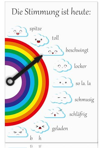Clabby Stimmungsbarometer aus Holz Geschenk für Kollegen Büro Schreibtisch Gadgets Türschild Regenbogen Stimmungsanzeiger Zimmer Deko Lustige Geschenke Wichtelgeschenk für Familie Freund Weihnachten
