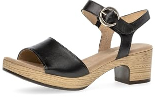 Gabor Damen Riemchensandalen, Frauen Sandalen,Strandschuhe,Sandaletten,Sommersandalen,Absatz,Sommerschuhe,schwarz(go/S.Holz),41 EU / 7.5 UK