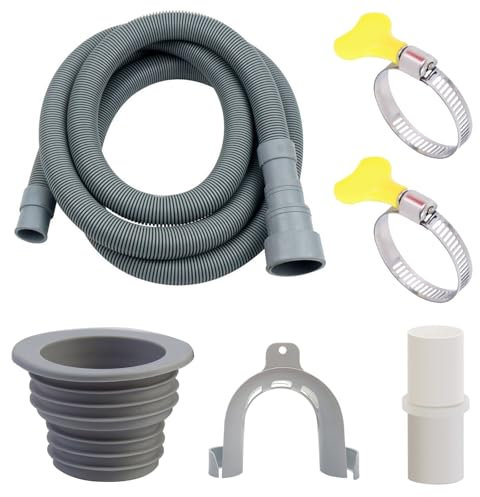 Manguera Drenaje de Lavadora, Tubo Desagüe para Lavavajillas, Kit de de Extensión Manguera, Manguera de Aguas Residuales, Apto para Lavadoras, Lavavajillas y Secadoras, 2m