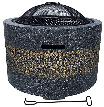 XZHOOQP Tavolo per braciere da Esterno Riscaldatori per bracieri da Giardino e bracieri Barbecue/braciere Braciere a Legna Barbecue Grill Ciotola per braciere con griglia