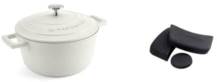 MasterClass 2.5L Cream Casserole Dish with MasterClass Heat-Resistant Silicon Pan Handles and Lid Handle (3pc)