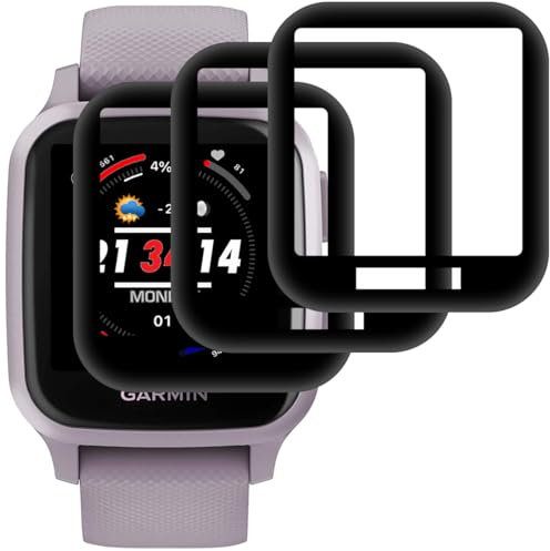 Beukei Verre Trempé pour Garmin Venu Sq/Sq Music,3 Pièces Ecran En Verre [3D Incurvé Couverture Complète][Haute Sensibilité] [Sans Bulless] Protection Vitre