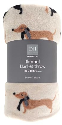 Gedruckte Flanelldecke/Kuscheldecke - Dackel/Wursthund Design (120 x 150 cm)