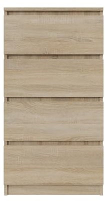 SoDREAMER Kommode mit 4 Schubladen 50 cm | Farbe: Sonoma-Eiche, Ideal für Schlafzimmer, Wohnzimmer, Kinderzimmer und Büro | Geräumige Kommode| Modernes Design | 50x97x40 cm
