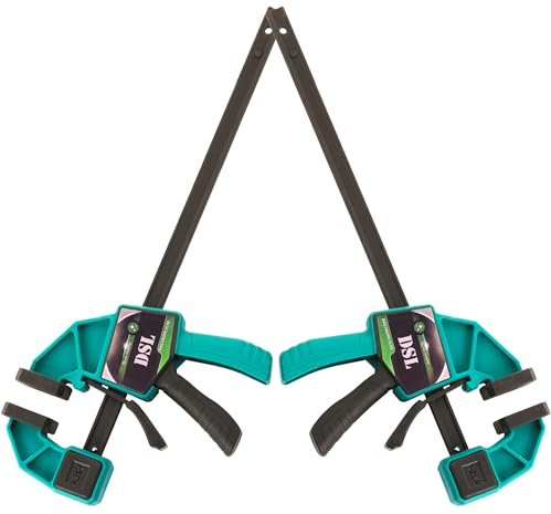 DSL Woodworking Quick Grip Bar Clamps, 6 Inch Wood Clamps (2 Pack) | Clamping Range 130-280mm with Non-Slip Protective Jaws | Ideal for Woodworking, DIY, Carpentry, Crafts and Repairs