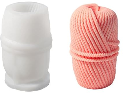 Xidmold Wollknäuel Silikonform Set - 3D Wollball Gießform für Kerzen, Epoxidharz & Seifen - Zylinder Kerzenform für DIY Handwerk