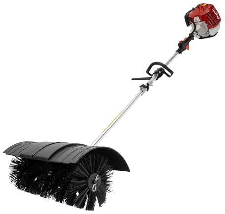 Petrol Sweeper 52cc 1.25kw Engine Power Broom, 51 cm Handheld Walk-Behind Brush, Gas Cleaner Machine Tool for Driveway, Lawn, Leaf and Snow Removal