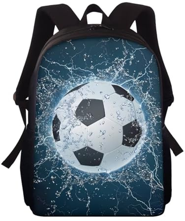 Wnbucioht Kinder-Rucksack für Schule, Büchertasche, Jungen, Mädchen, Schulranzen, 38,1 cm, personalisierbar, Kindergarten, Wasserfußball, Einheitsgröße