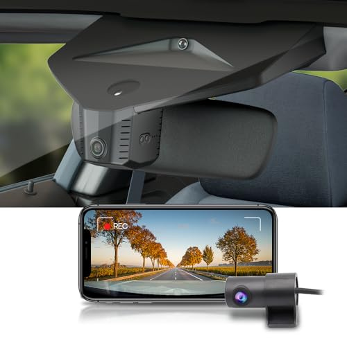 Fitcamx Dash cam Vorne Hinten 2160P +1080P passend für Volkswagen VW Passat B9 2024-2026 (HD2-3J00 Grau), OEM Dashcam Auto, Dual HD Video WiFi, Parkmonitor, G-Sensor, Loop-Aufnahme, WDR, 128GB Karte