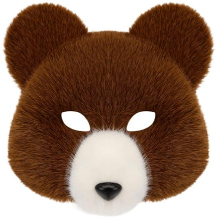 APLVFFZH Tiermaske für Halloween, Kostümzubehör für Maskerade, Braun Weiß