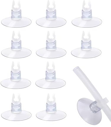 FUGLUS 10 piezas de pinzas con ventosa para acuario, soportes con ventosa para acuario, soportes con ventosa transparentes para acuario con manguera, adecuados para mangueras de 5-6 mm