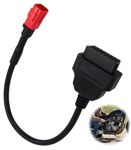 OBD2 Diagnosekabel Adapter 6-polig (33 cm) für Motorräder, Robustes OBD2 Diagnosegerät Kabel für Fehlererkennung & Adapter Stecker