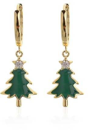 BelleFlair Weihnachtsohrringe Christbaum-Ohrstecker für Damen | Süßer Urlaub Schmuck als Weihnachten Geschenke für Frauen, festliche Accessoires