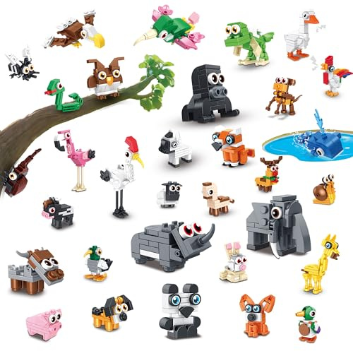 TYCOLE 32 Animali in Mattoncini, Regalini Fine Festa per Bambini, 6+