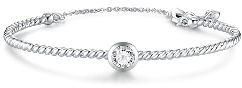 Lyniuoy Plaqué or blanc 18 Carats et or rose,or 9 carats, Câble torsadé Bracelet Femme, Bijoux Femme, Romantique Cadeau Femme-Idées Uniques pour Anniversaire, Fête des Mères, Saint-Valentin, Noël