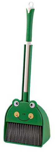 NonMiFyR Juego de Escoba Y Recogedor Pequeño, Juego de Limpieza, Juguete de Barrido, Regalo para Niñas, Juego de Limpieza para El Hogar, Rana, Individual