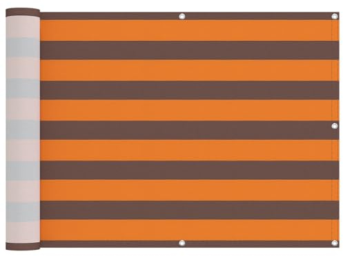 vidaXL Balkonsichtschutz Orange und Braun 75 x 200 cm, Balkonschattierungslösung, moderner gestreifter Schirm, UV-beständig, wasserfest, idealer Sonnenschutz für Außenbereiche