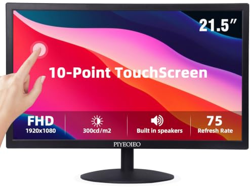 Touchscreen Monitor 21.5 Inch 75Hz FHD 1080p HDMI VGA Type-B Touch Display | Multi-Touch Screen, Dual Speakers, VESA, Brightness 300cd/m², Tilt Adjust,for PC Office Business Computer Desktop