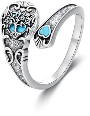 HARMONY BOLA Anello da donna con albero della vita, api, colibrì, farfalla, in argento Sterling 925, regolabile, turchese, per compleanno, Natale