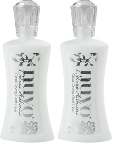 Tonic Studios Nuvo Colla 120 ml - Deluxe con Applicatore di Precisione - per Carta, Cartoncino, Gommapiuma e Altro - Fai da Te, Scrapbooking e Cardmaking - A Base d’Acqua (Confezione da 2)