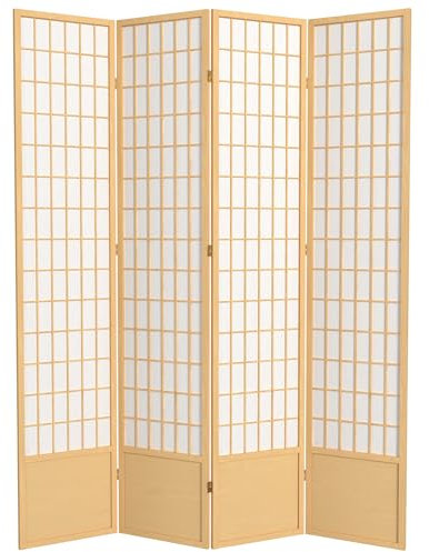 Oriental Furniture Shoji Paravent für Fenster, 2,1 m, naturfarben, 4 Paneele