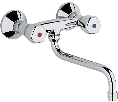 Kludi Spueltisch-Wandbatterie Standard mit T-L Metall Griffen, verchromt, 310520508