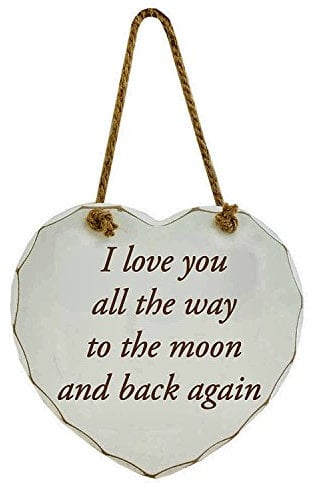 Hanging Shabby Chic Heart Plaque - Love You to the Moon & Back