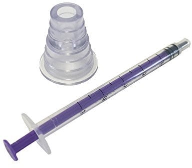 6 X 1ML QUALICARE ORAL ENTERNAL MEDICINE BABY ELDERLY DOSAGE NON-STERILE LATEX FREE DISPOSABLE PURPLE SYRINGES WITH BOTTLE ADAPTER