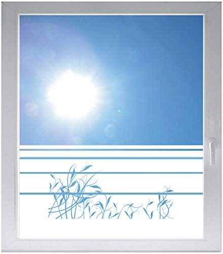 INDIGOS UG Sichtschutzfolie Glasdekorfolie Fensterfolie mit Motiv satiniert Blickdicht - w304 Gras Schwanken - 1000 mm Länge - 500 mm Höhe Streifen - selbstklebend - matt - für Bad