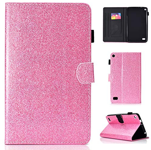 LMFULM® Case for Amazon Fire 7 2015/2017 (7 Inch) PU Magnetic Cover Shining Case Stent Holster Leather Case Flip Cover for Amazon Fire 7 2015/2017 Tablet PC Pink