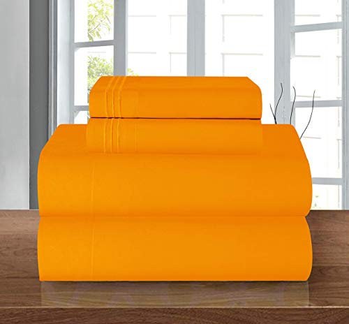 Elegant Comfort Bettwäsche-Set, luxuriös, weich, Fadenzahl 1500, ägyptische Qualität, Knitter- und lichtbeständig, 3 Stück Modern Full Elite Orange