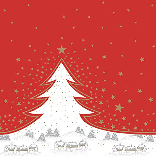 HANTERMANN Servietten Weihnachten rot Premium AIRLAID STOFFÄHNLICH | 50 Stück | 40 x 40cm | 1/4 Falz | hochwertige, edle Weihnachtsservietten | Weihnachtsdeko | Made in Germany
