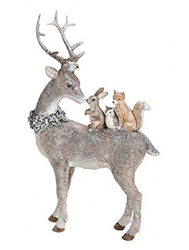 Deko-Figur/Weihnachts-Figur Hirsch mit Wald-Tieren & Glitzer Weihnachten Weihnachts-Deko Weihnachtsschmuck Advent Winter Dekoration Geschenk