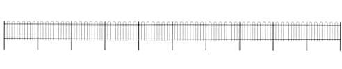 vidaXL Garden Fence with Hoop Top Steel 1781.5x100 cm Black