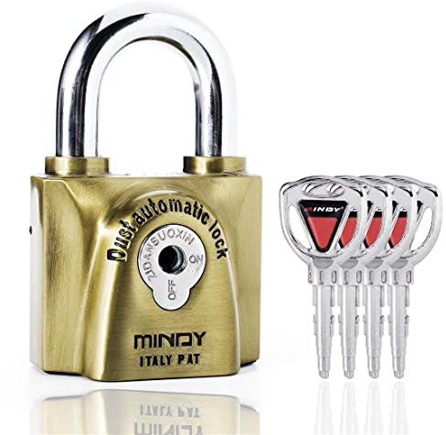 Candado de alta seguridad resistente de 60 mm con llaves, gimnasio, almacén, impermeable, para uso en exteriores, cerradura de seguridad superior con 4 llaves