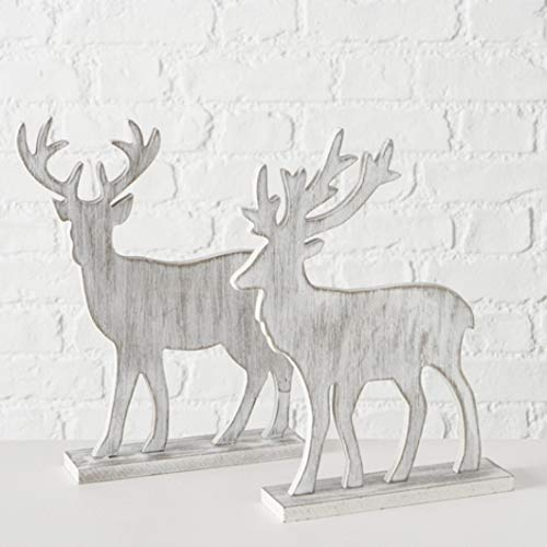 Hirsch Holz Figur Deko Weihnachten Höhe 30 cm 2er Set