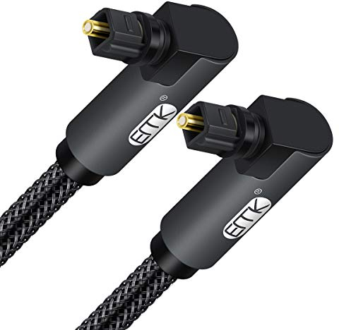 EMK Optisches Kabel, rechtwinklig, um 90 Grad drehbarer Toslink-Stecker, Glasfaserkabel für Blu-Ray-Player, Soundbar, HDTV, PS3/PS4, Xbox und mehr