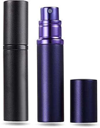 AsaNana Perfume Atomiser, Refillable & Travel Size Perfume Bottle, Leaking Proof,Bottom Pump without Funnel, Luxurious Small women and men, 5ml (CLa-2P(Black&MatBlue))