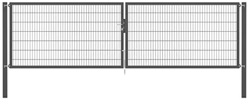 Alberts 637323 Doppeltor Flexo Plus mit Zubehör | verschiedene Breiten und Höhen | Pfostenstärke 80 x 80 mm | anthrazit | Breite 500 cm | Höhe 140 cm