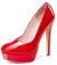 GENSHUO Plateau Pumps Damen Geschlossene 5.5 Zoll/14cm Stilettos High Heels Lack Plateau Prom Party Frauen High Heels Schuhe Rot Größe 37.5 EU