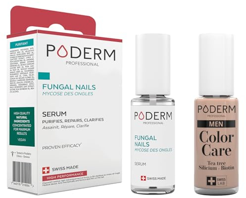 PODERM - 2-in-1 FUNGAL INFECTION NAIL TREATMENT - With exceptional plants & FUNGAL NAIL INFECTIONS - SPECIALLY FOR MEN - INVISIBLE SKIN-COLOUR VARNISH - TEA TREE