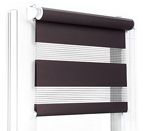 Fenster DEKOR - Rollos für Fenster Schokolade - Klemmfix Rollo ohne Bohren 120 x 40 cm - Doppelrollo mit einer breiten Auswahl an Größen und Farben - Blickdichte Rollos, einfach zu montieren