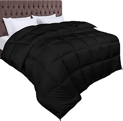 Utopia Bedding Bettdecke 155 x 220 cm, Ganzjahresdecke 370 GSM Füllung, atmungsaktive Schlafdecke, Steppdecke, Super Weiche Kuschelige (Schwarz)