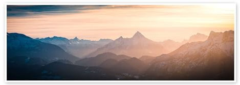Alpen Panorama mit Watzmann Poster von Martin Wasilewski 60 x 20 cm Landschaften Wanddeko