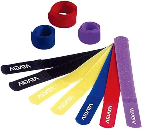 electrosmart 10 x Self Fastening Cable Ties 180mm x 21mm 2pc Blue Red Yellow Purple Black for Easy Cable Tidy Solution