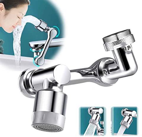 GMZSSZ Schwenkbarer Wasserhahn Strahlregler, 1080° Drehbar, 2 Sprühfunktionen, Spritzfilter, Wasserhahn Verlängerung Aufsatz für Küche Bad